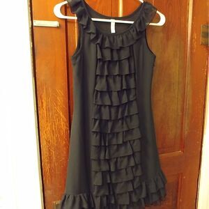 Xhilaration Black Crepe Ruffled Flamenco Dress